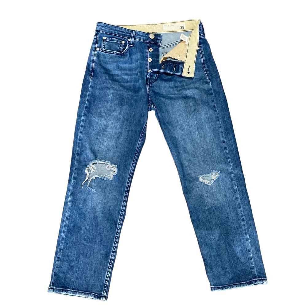 rag & bone Blue Distressed Skinny Jeans